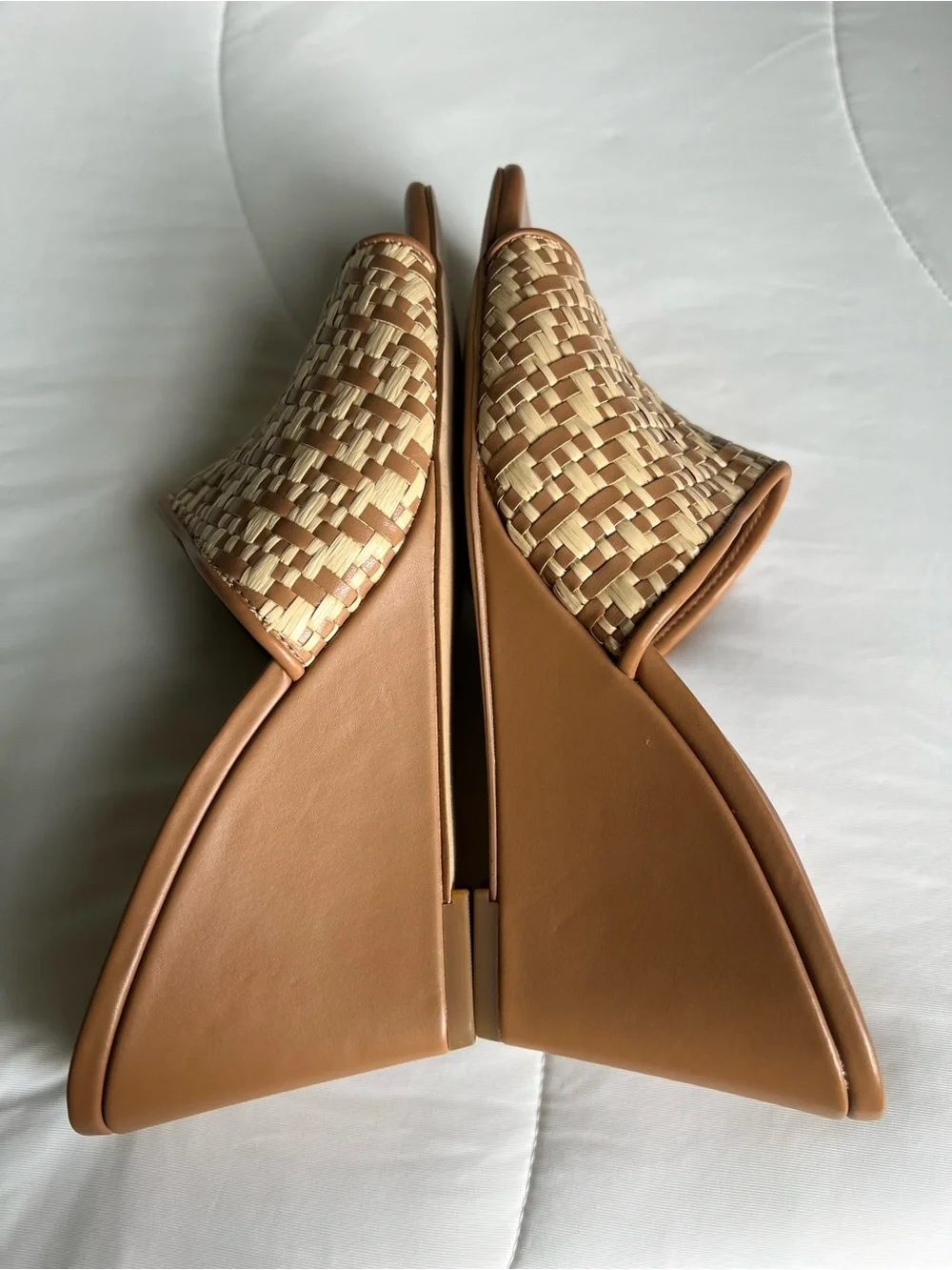 Nordstrom Rack Woven Slide Wedge Sandals - Tan size 8